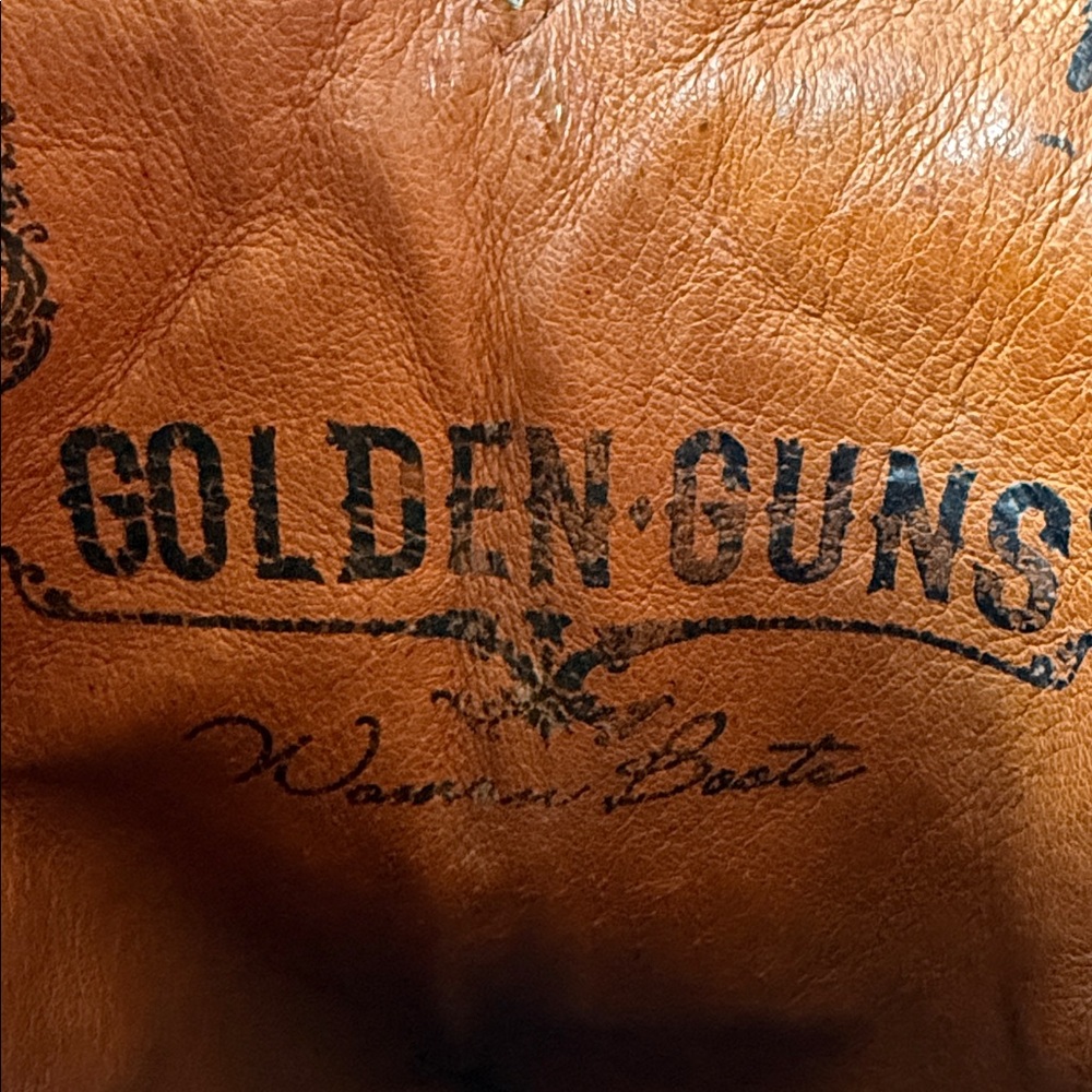 Golden‎ Guns Women’s 8 Brown Western Cowboy Boots Embroidered Gold Cross - Picture 2 of 9